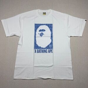 A Bathing Ape BAPE White Blue Ape Head Box Logo Graphic T-Shirt Mens 2XL NEW